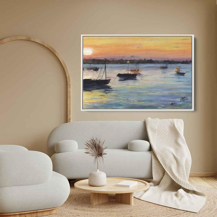 Line Art Sunset Boats #137 - Kanvah