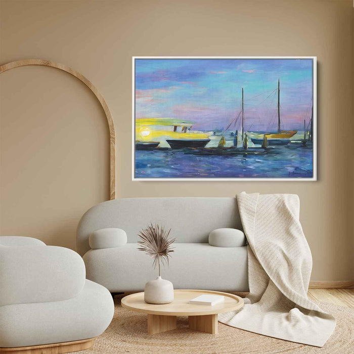 Line Art Sunset Boats #138 - Kanvah