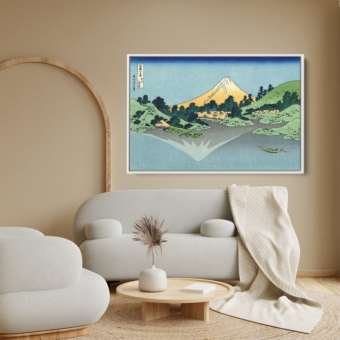 The Fuji reflects in Lake Kawaguchi, seen from the Misaka pass in the Kai province by Katsushika Hokusai - Canvas Artwork