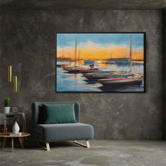 Line Art Sunset Boats #125 - Kanvah