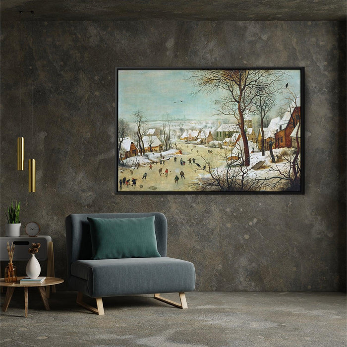 Winter Landscape with Skaters and a Bird Trap by Pieter Bruegel the Elder - Canvas Artwork