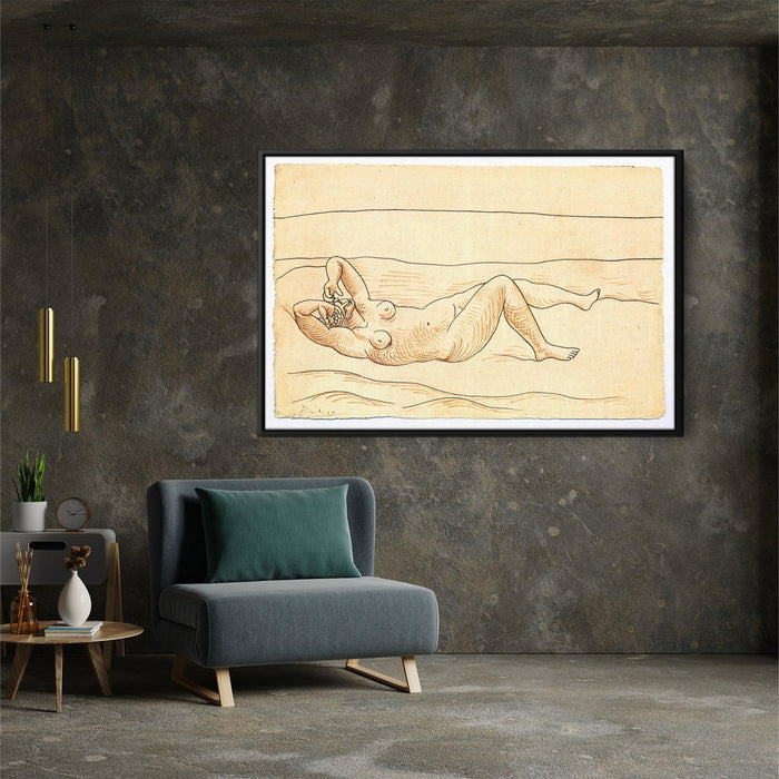 Reclining woman at the seashore by Pablo Picasso - Canvas Artwork