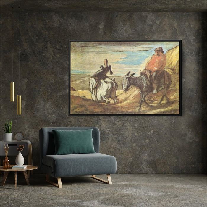 Sancho Panza and Don Quixote in the Mountains by Honore Daumier - Canvas Artwork