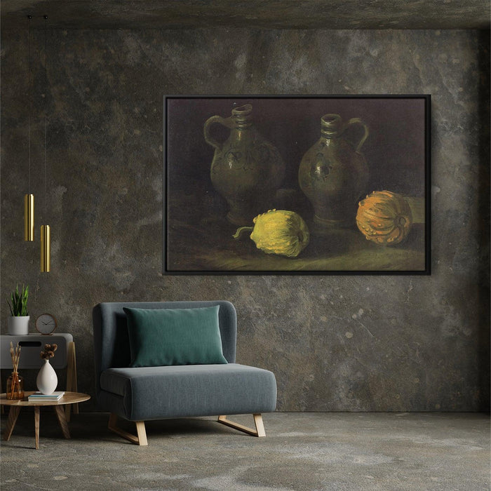 Still Life with Two Jars and Two Pumpkins by Vincent van Gogh - Canvas Artwork