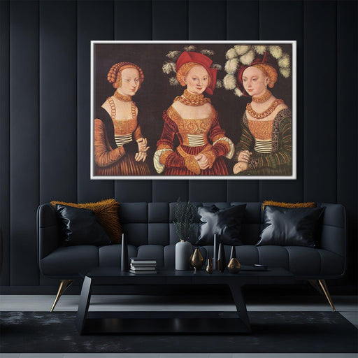 Three princesses of Saxony, Sibylla, Emilia and Sidonia, daughters of Duke Heinrich of Frommen by Lucas Cranach the Elder - Canvas Artwork