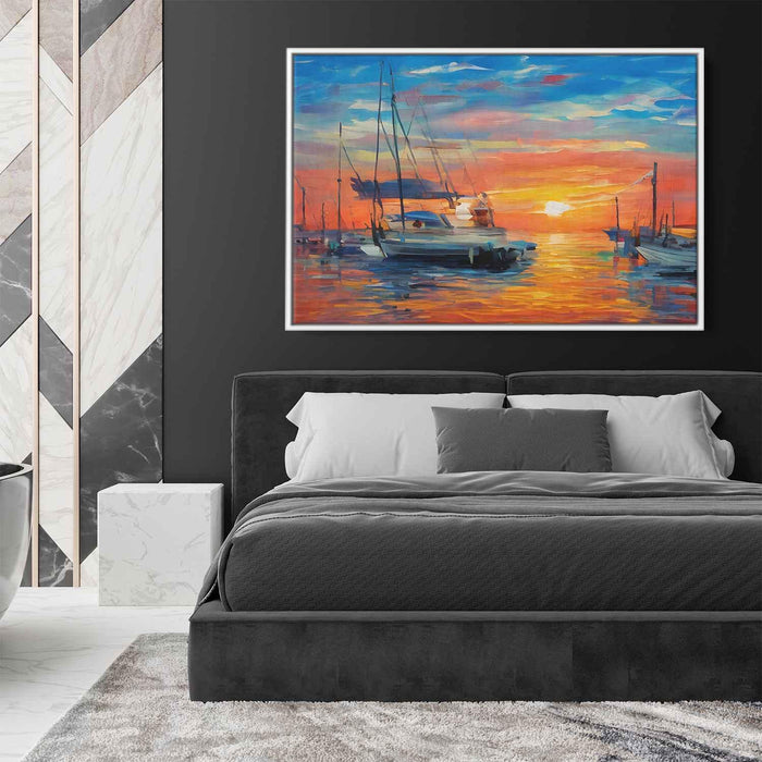 Line Art Sunset Boats #119 - Kanvah