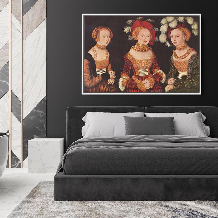 Three princesses of Saxony, Sibylla, Emilia and Sidonia, daughters of Duke Heinrich of Frommen by Lucas Cranach the Elder - Canvas Artwork