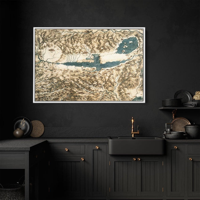 Bird's Eye View of a Landscape by Leonardo da Vinci - Canvas Artwork