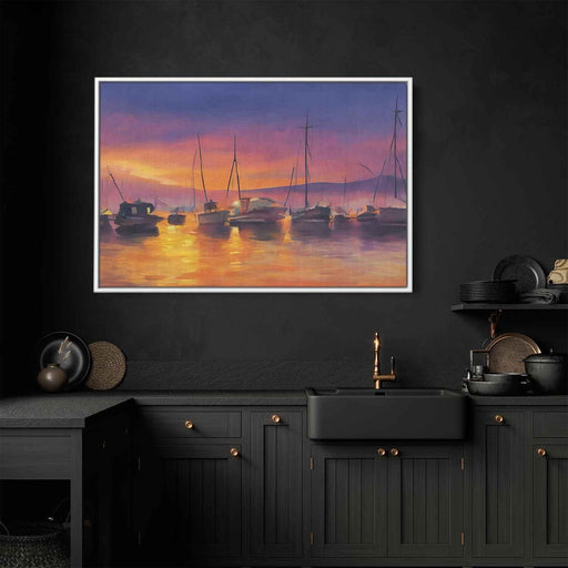 Line Art Sunset Boats #130 - Kanvah