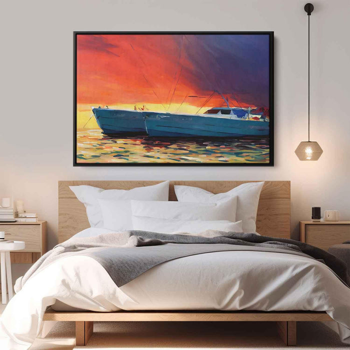 Line Art Sunset Boats #139 - Kanvah