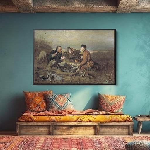 Hunters at rest by Vasily Perov - Canvas Artwork