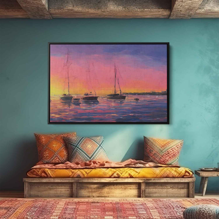 Line Art Sunset Boats #108 - Kanvah