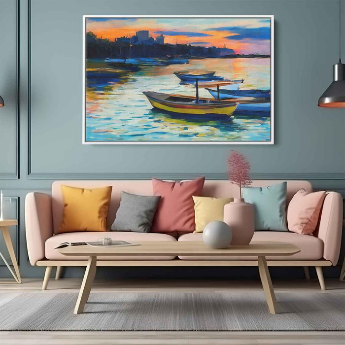 Line Art Sunset Boats #110 - Kanvah