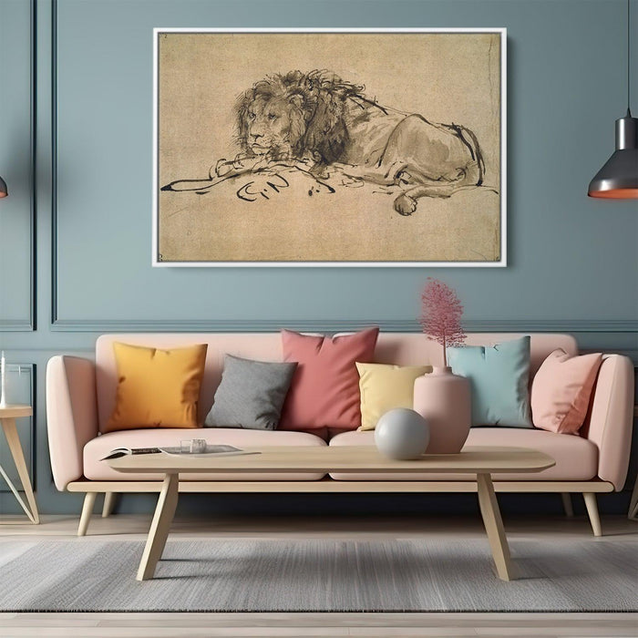 Lion Resting by Rembrandt - Canvas Artwork