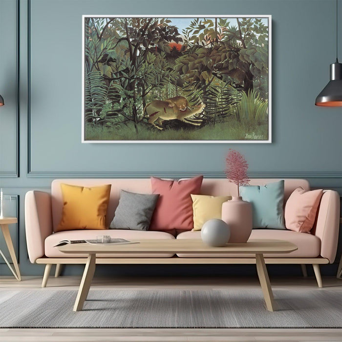 The Hungry Lion Throws Itself on the Antelope by Henri Rousseau - Canvas Artwork