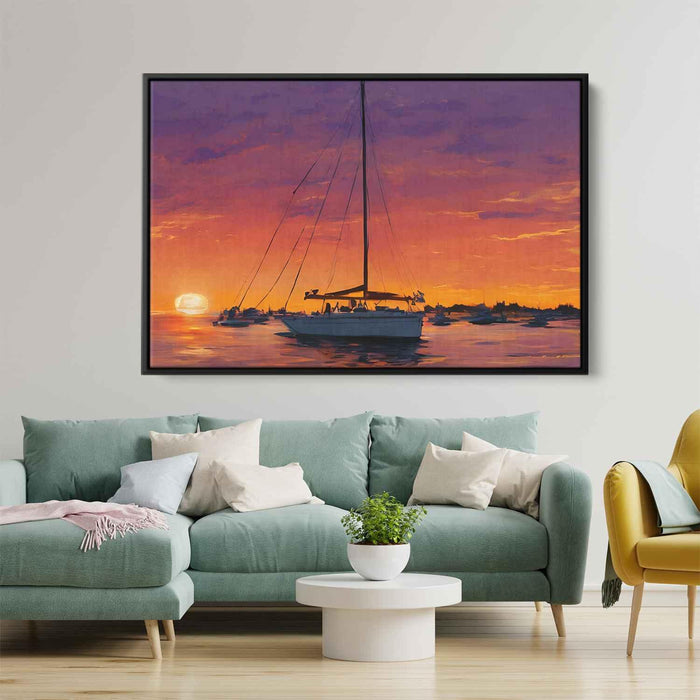 Line Art Sunset Boats #123 - Kanvah