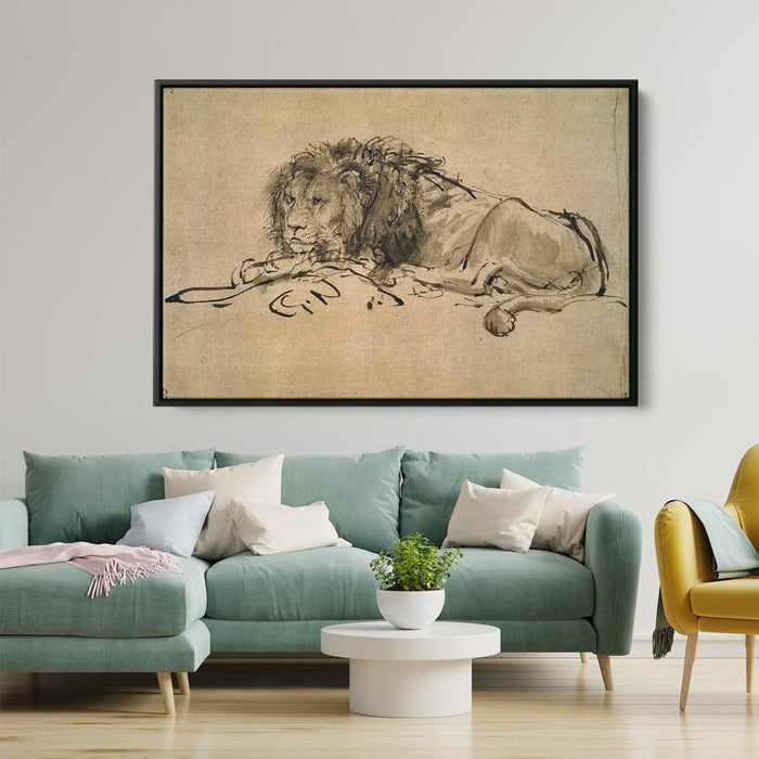 Lion Resting by Rembrandt - Canvas Artwork