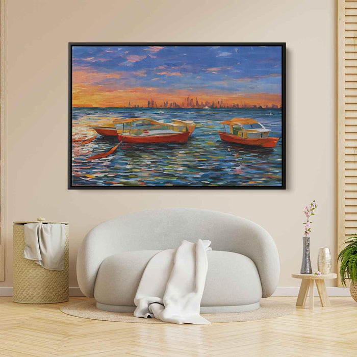 Line Art Sunset Boats #106 - Kanvah