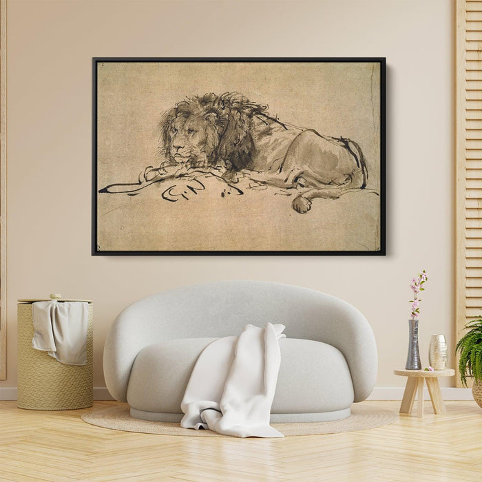 Lion Resting by Rembrandt - Canvas Artwork