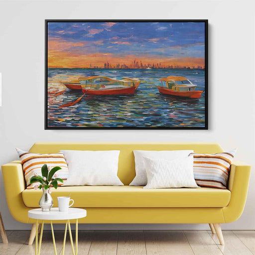 Line Art Sunset Boats #106 - Kanvah