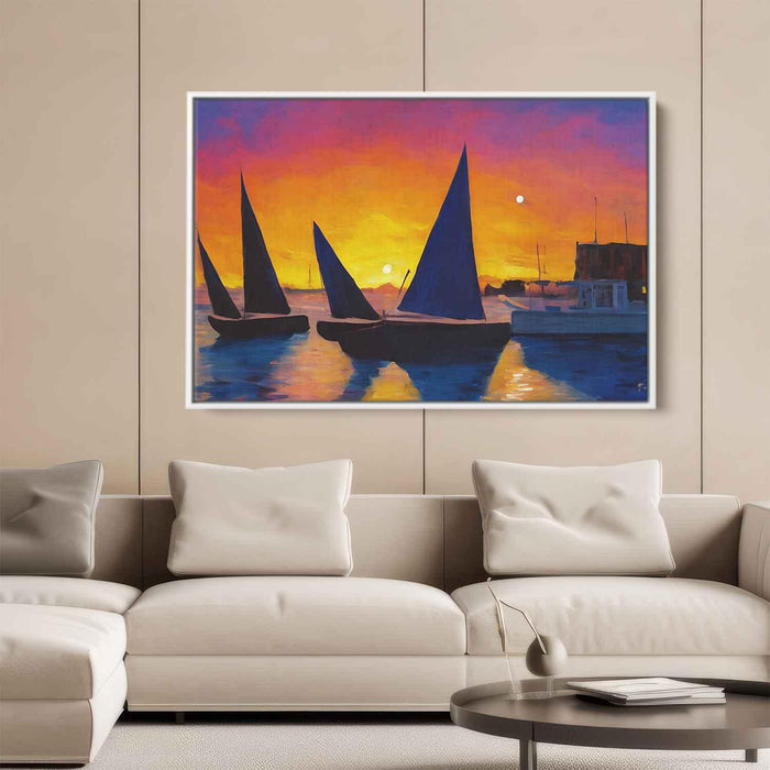Line Art Sunset Boats #113 - Kanvah