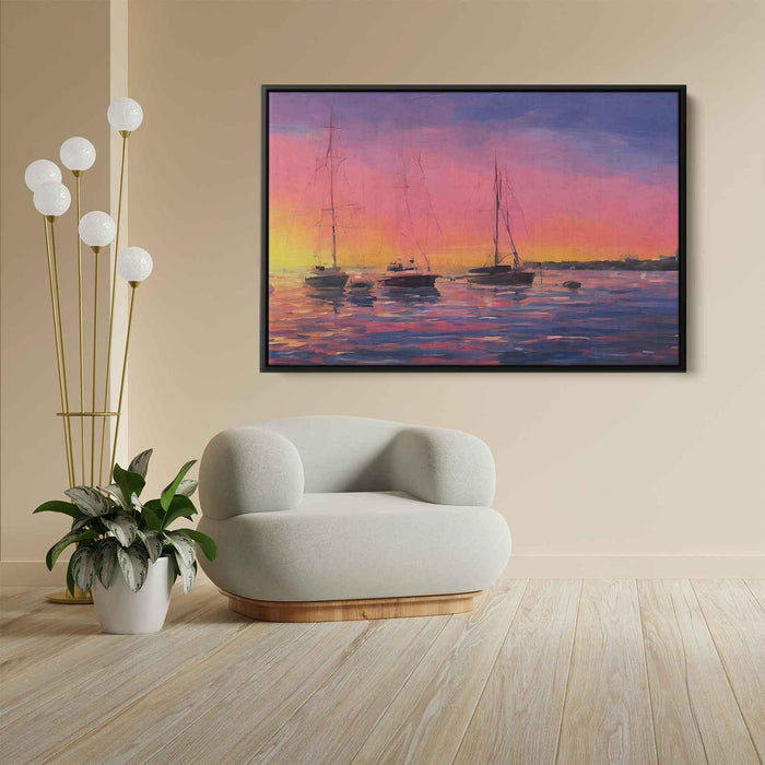 Line Art Sunset Boats #108 - Kanvah