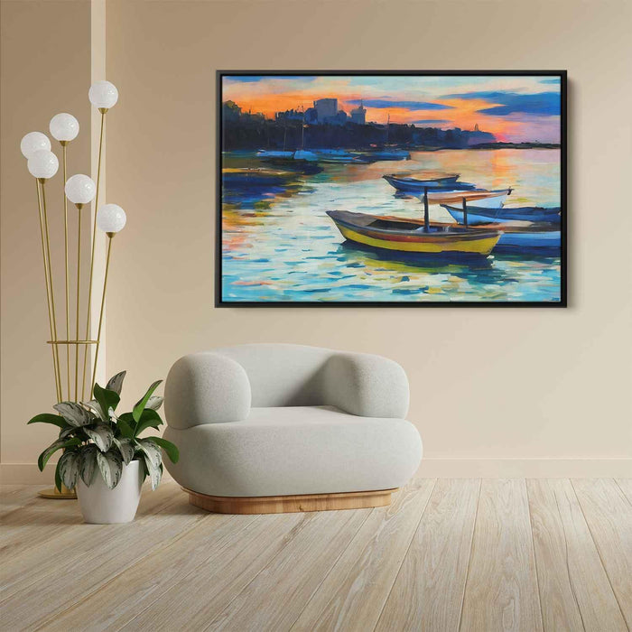Line Art Sunset Boats #110 - Kanvah