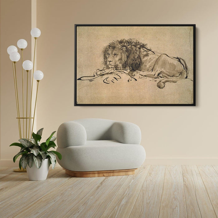 Lion Resting by Rembrandt - Canvas Artwork