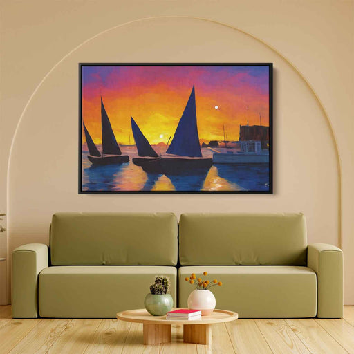 Line Art Sunset Boats #113 - Kanvah
