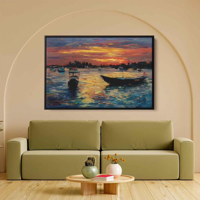 Line Art Sunset Boats #115 - Kanvah