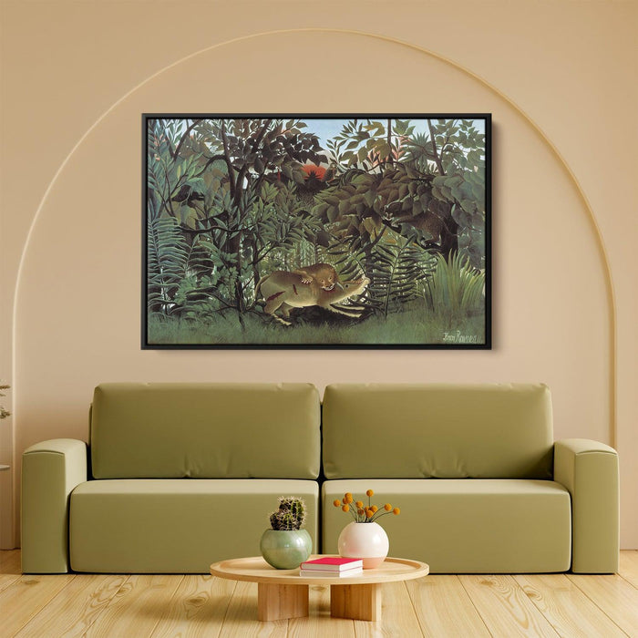 The Hungry Lion Throws Itself on the Antelope by Henri Rousseau - Canvas Artwork