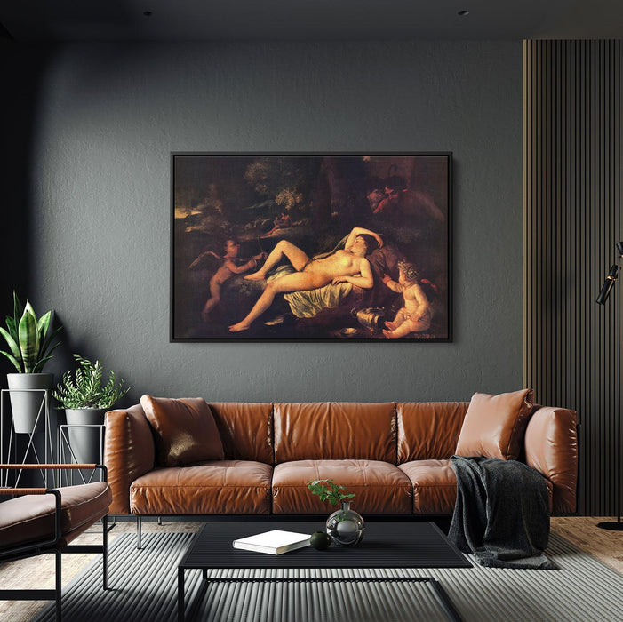 Sleeping Venus and Cupid by Nicolas Poussin - Canvas Artwork