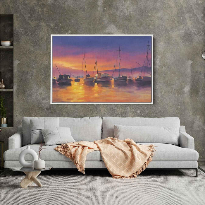 Line Art Sunset Boats #130 - Kanvah