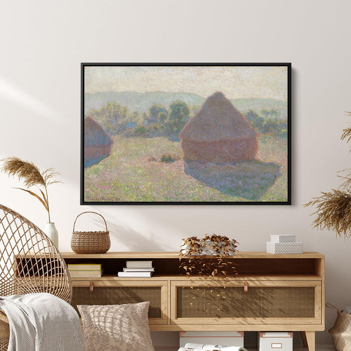 Haystacks, midday by Claude Monet - Canvas Artwork