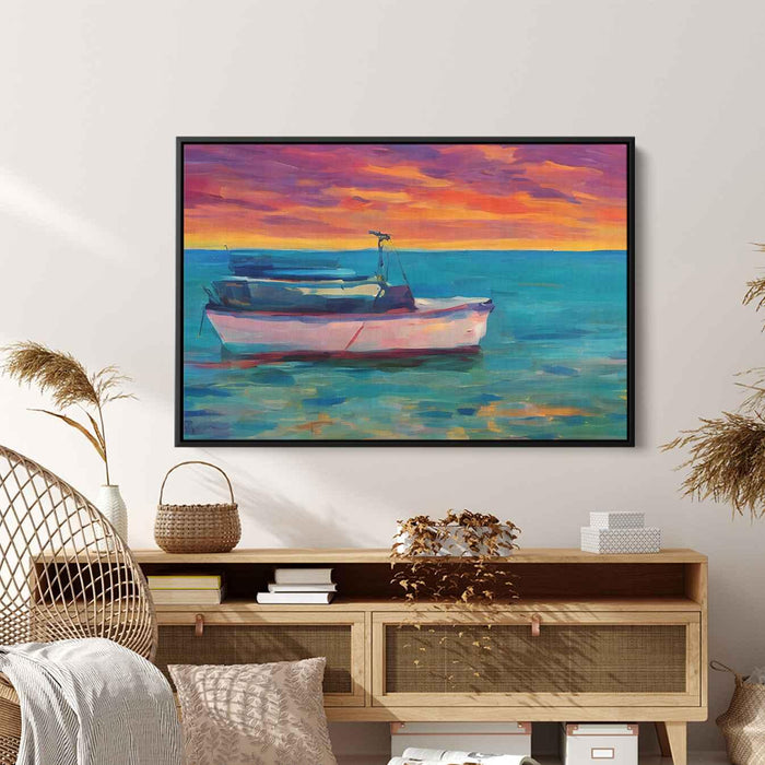 Line Art Sunset Boats #121 - Kanvah
