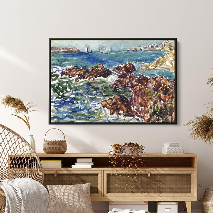 Rocky Cove with Village by Maurice Prendergast - Canvas Artwork