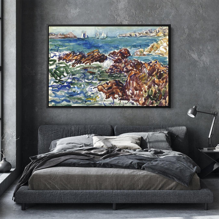 Rocky Cove with Village by Maurice Prendergast - Canvas Artwork