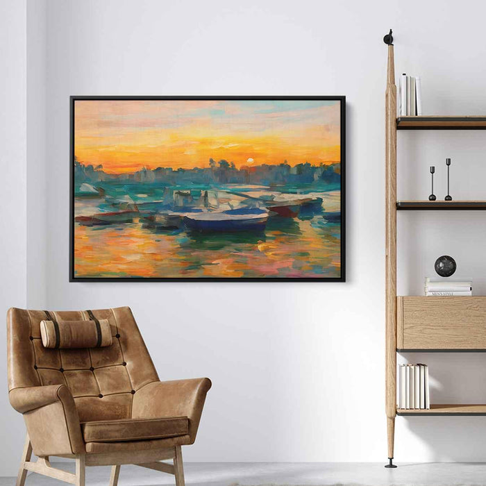 Line Art Sunset Boats #132 - Kanvah