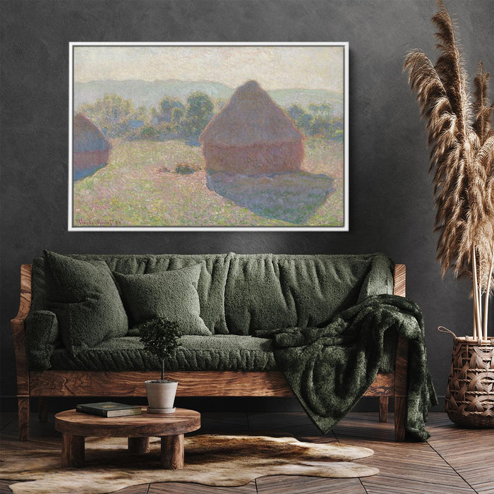 Haystacks, midday by Claude Monet - Canvas Artwork