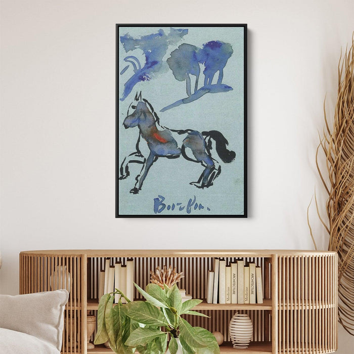 A blue horse by David Burliuk - Canvas Artwork