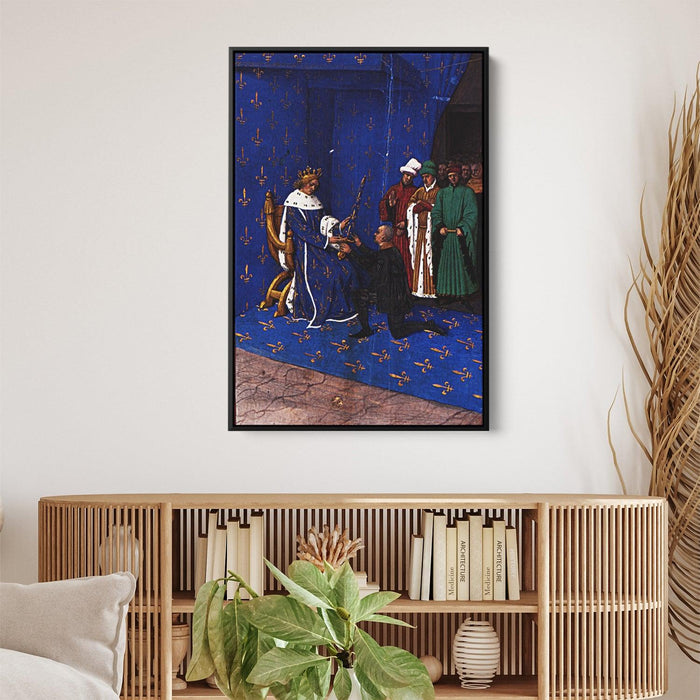 Charles V gives the sword of constable to Bertrand du Guesclin by Jean Fouquet - Canvas Artwork