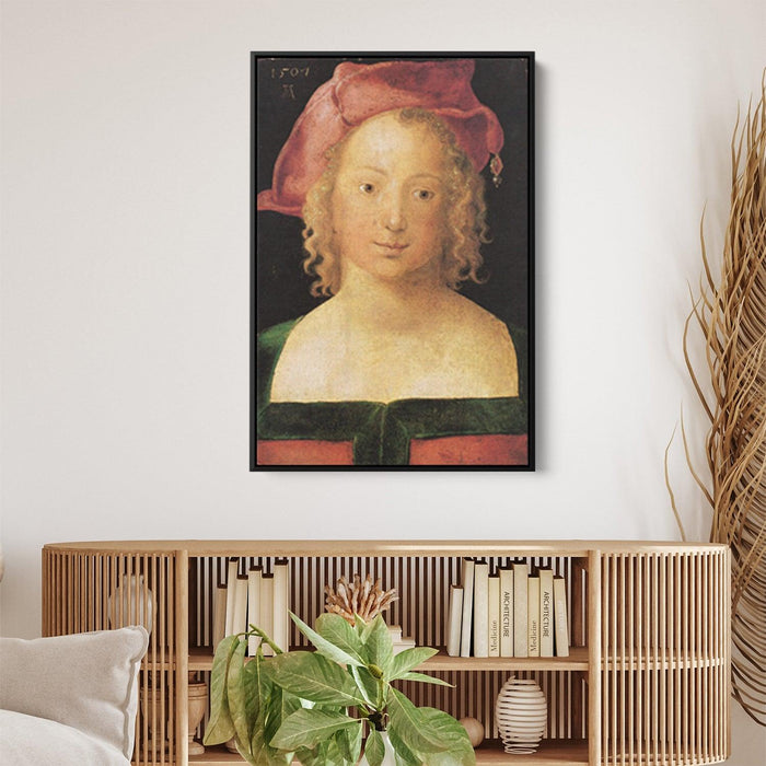 Face a young girl with red beret by Albrecht Durer - Canvas Artwork