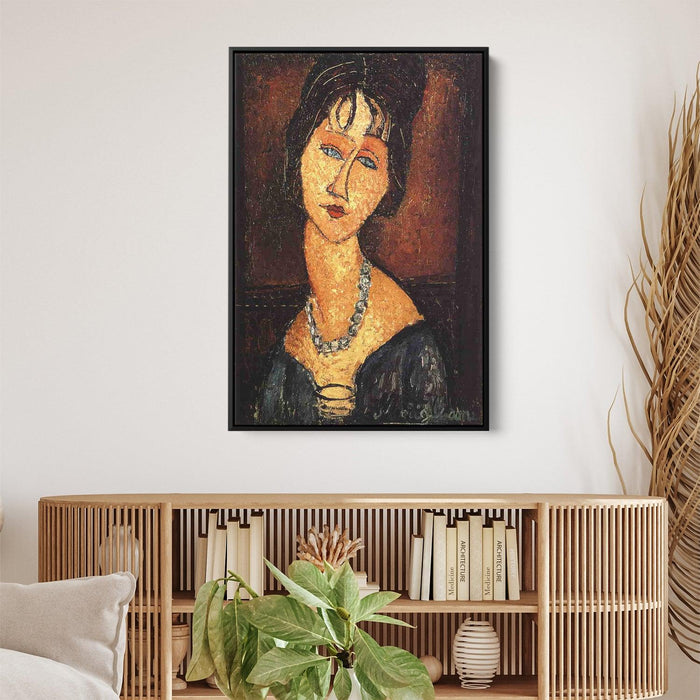 Jeanne Hebuterne with Necklace by Amedeo Modigliani - Canvas Artwork