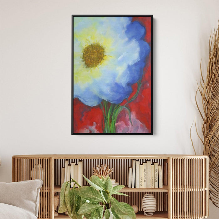 White Abstract Flower Print - Canvas Art by Kanvah