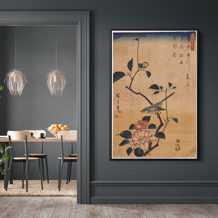 Camellia and Bush Warbler by Hiroshige - Canvas Artwork