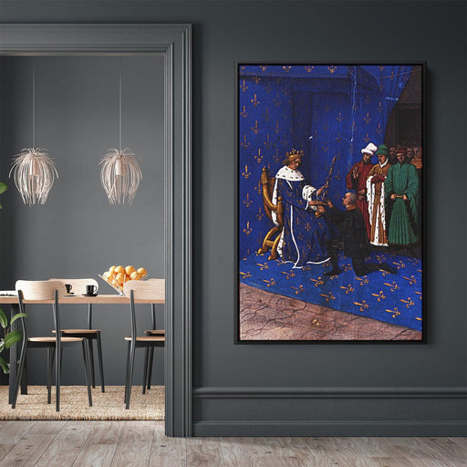 Charles V gives the sword of constable to Bertrand du Guesclin by Jean Fouquet - Canvas Artwork