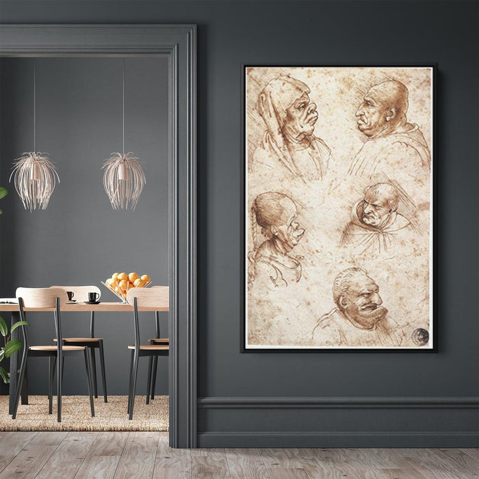 Five caricature heads by Leonardo da Vinci - Canvas Artwork