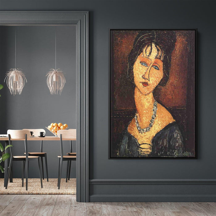 Jeanne Hebuterne with Necklace by Amedeo Modigliani - Canvas Artwork