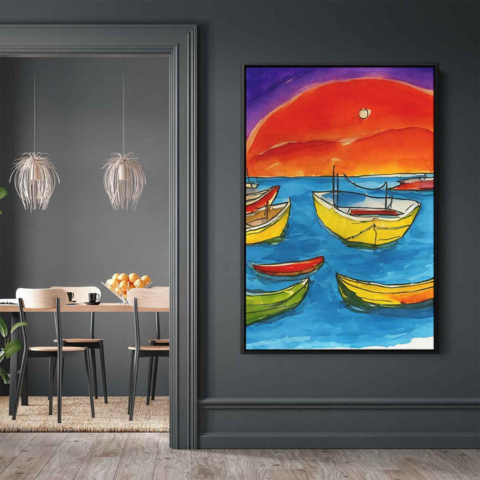 Line Art Sunset Boats #221 - Kanvah