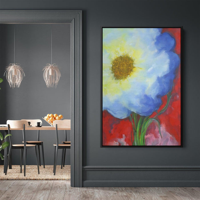 White Abstract Flower Print - Canvas Art by Kanvah